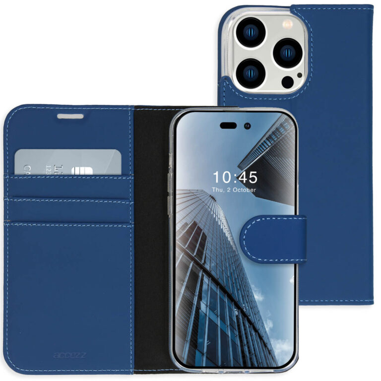 Accezz Wallet Softcase Bookcase Apple iPhone 14 Pro Max - Donkerblauw - Afbeelding 2