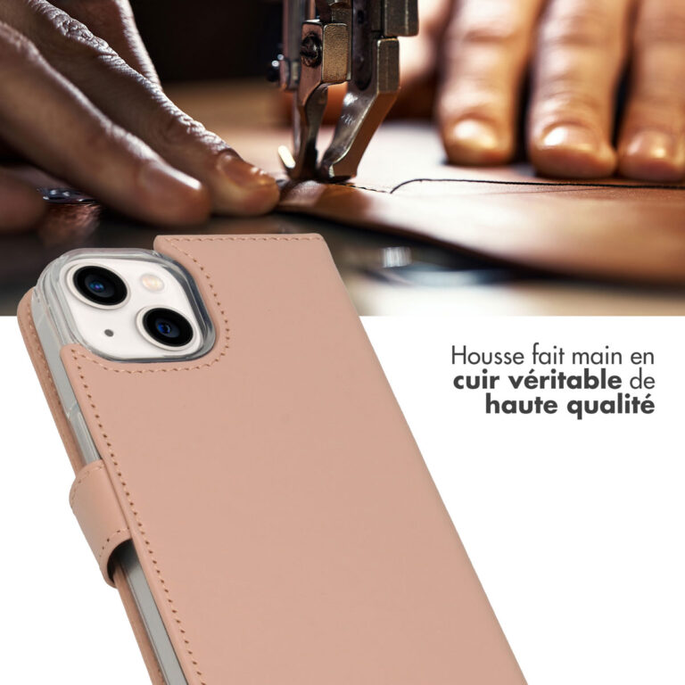 Selencia Echt Lederen Bookcase Apple iPhone 14 - Dusty Pink - Afbeelding 7