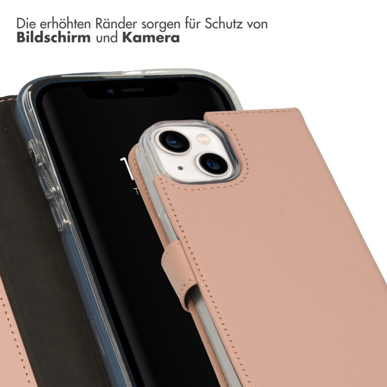Selencia Echt Lederen Bookcase Apple iPhone 14 - Dusty Pink - Afbeelding 8