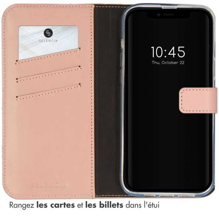 Selencia Echt Lederen Bookcase Apple iPhone 14 - Dusty Pink - Afbeelding 6