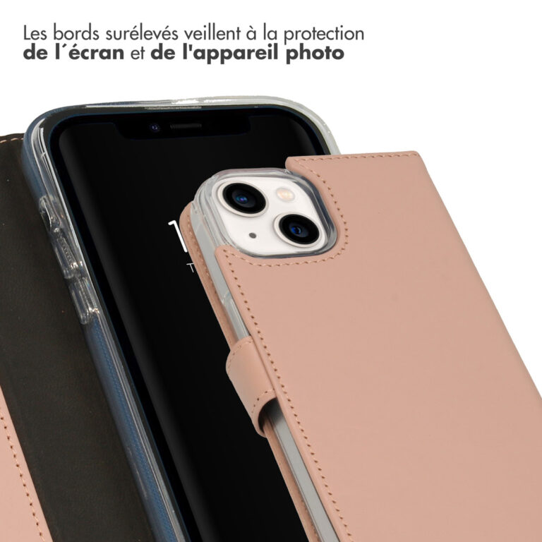 Selencia Echt Lederen Bookcase Apple iPhone 14 - Dusty Pink - Afbeelding 5