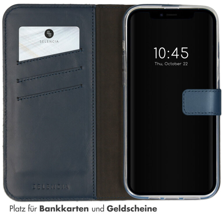 Selencia Echt Lederen Bookcase Apple iPhone 14 - Blauw - Afbeelding 9