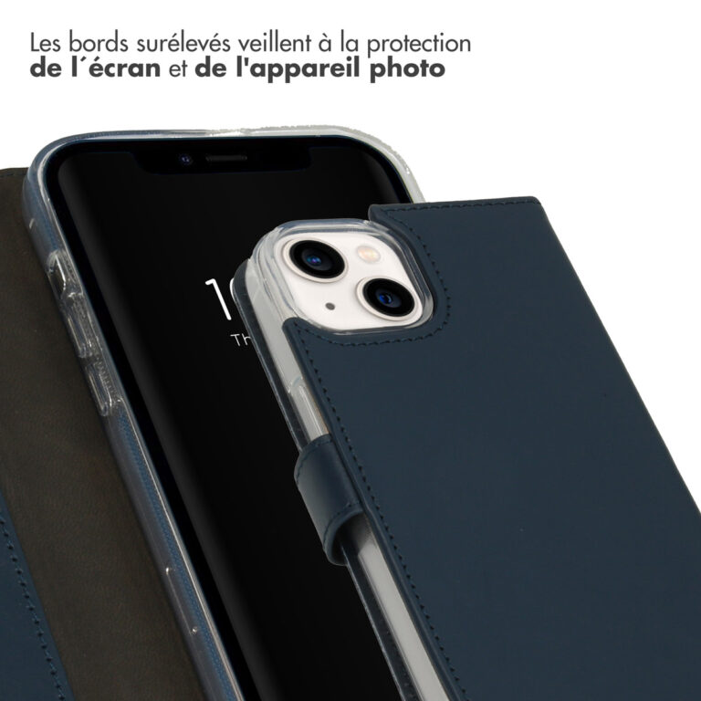 Selencia Echt Lederen Bookcase Apple iPhone 14 - Blauw - Afbeelding 5