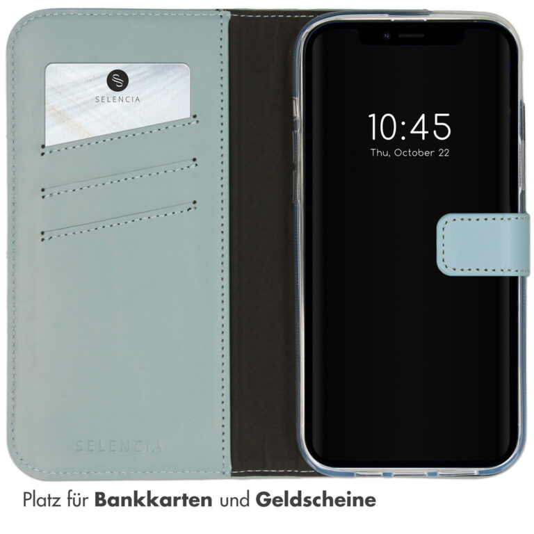 Selencia Echt Lederen Bookcase Apple iPhone 14 - Air Blue - Afbeelding 9