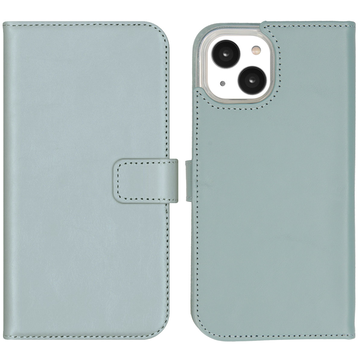 Selencia Echt Leren Bookcase iPhone 14 – Air Blue