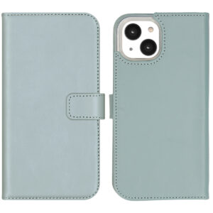 Selencia Echt Lederen Bookcase Apple iPhone 14 - Air Blue