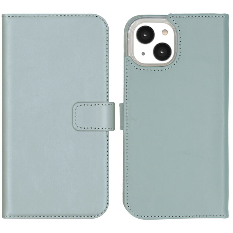 Selencia Echt Lederen Bookcase Apple iPhone 14 - Air Blue