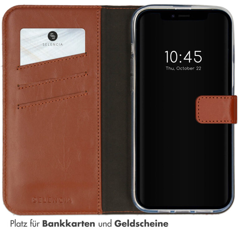 Selencia Echt Lederen Bookcase Apple iPhone 14 - Lichtbruin - Afbeelding 9