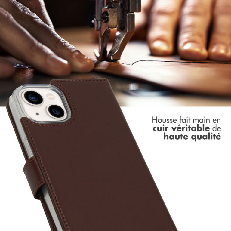 Selencia Echt Lederen Bookcase Apple iPhone 14 - Bruin - Afbeelding 7