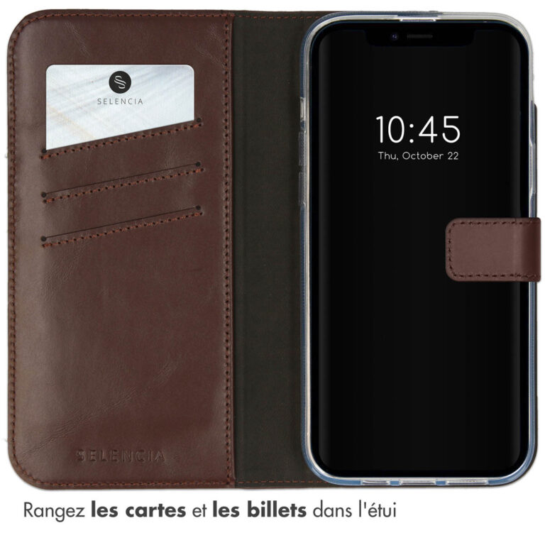 Selencia Echt Lederen Bookcase Apple iPhone 14 - Bruin - Afbeelding 6