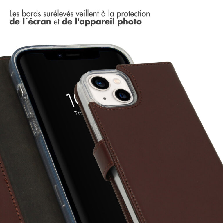 Selencia Echt Lederen Bookcase Apple iPhone 14 - Bruin - Afbeelding 5