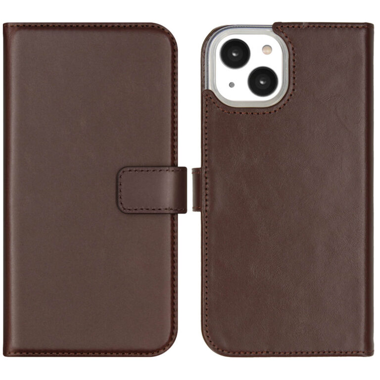 Selencia Echt Lederen Bookcase Apple iPhone 14 - Bruin