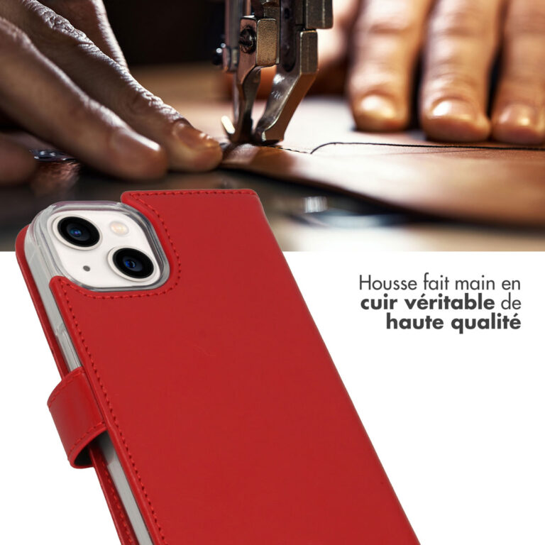 Selencia Echt Lederen Bookcase Apple iPhone 14 - Rood - Afbeelding 7