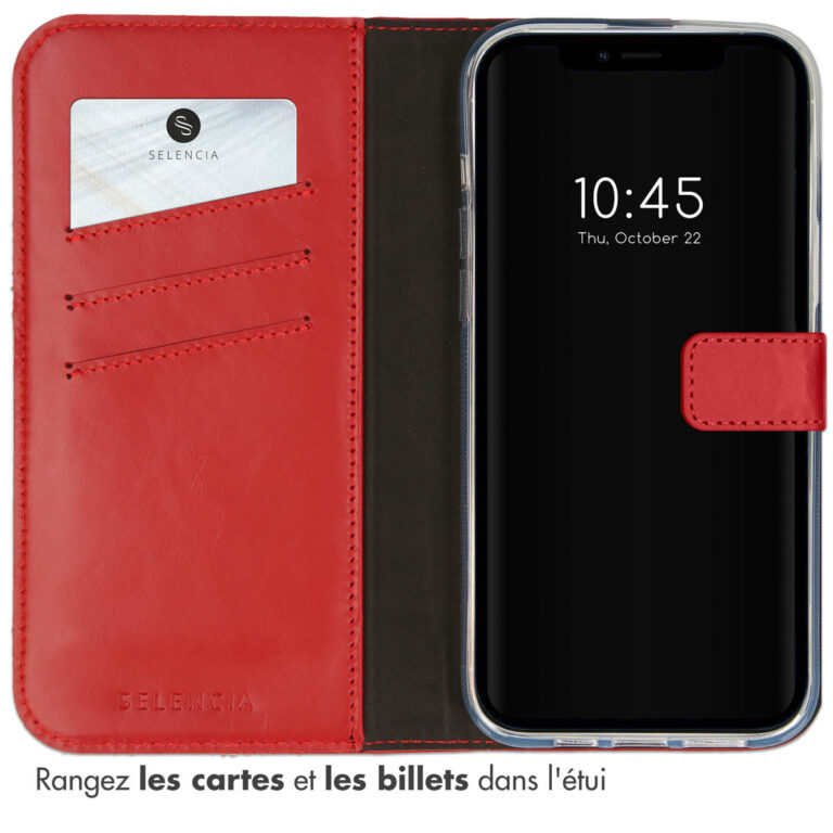 Selencia Echt Lederen Bookcase Apple iPhone 14 - Rood - Afbeelding 6
