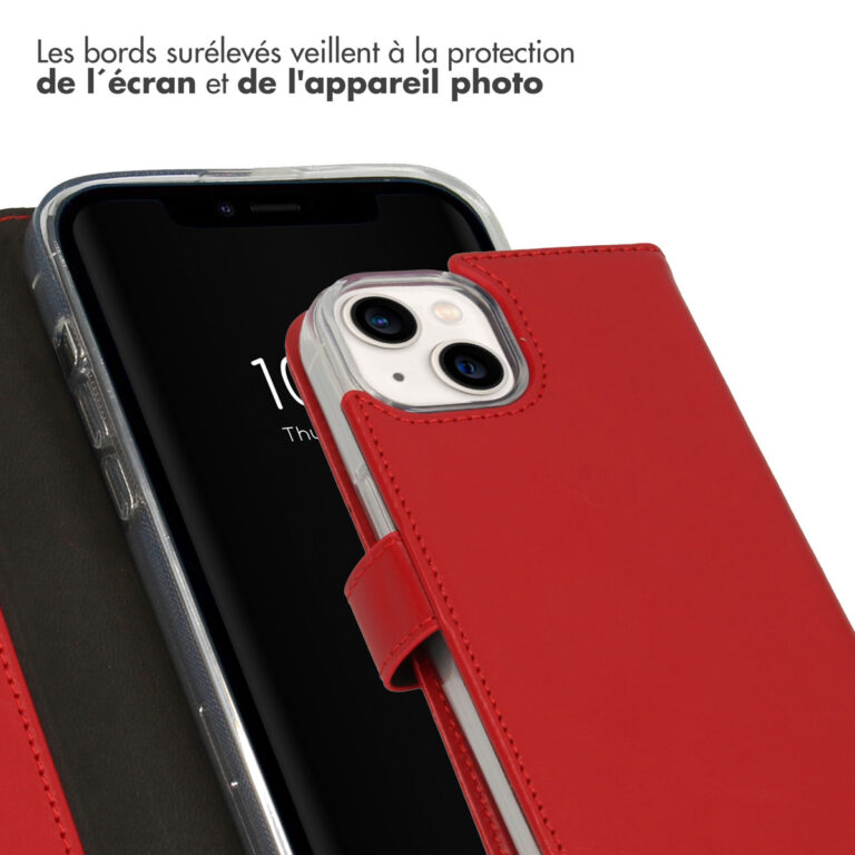 Selencia Echt Lederen Bookcase Apple iPhone 14 - Rood - Afbeelding 5