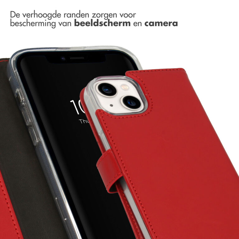 Selencia Echt Lederen Bookcase Apple iPhone 14 - Rood - Afbeelding 2