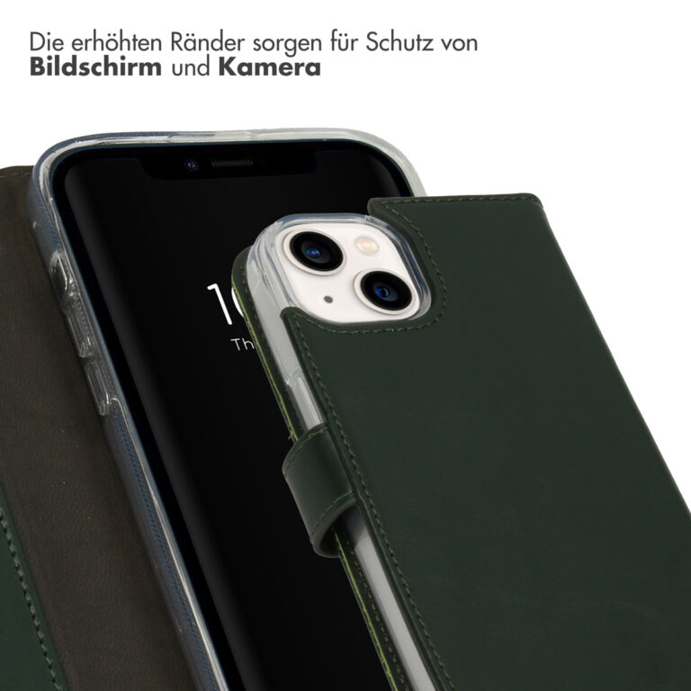 Selencia Echt Lederen Bookcase Apple iPhone 14 - Groen - Afbeelding 8