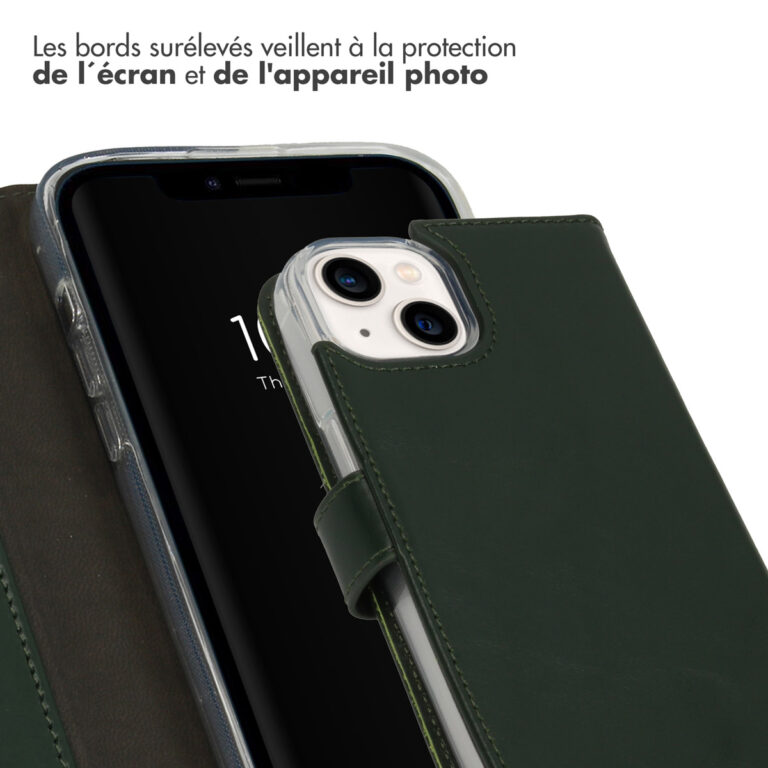 Selencia Echt Lederen Bookcase Apple iPhone 14 - Groen - Afbeelding 5