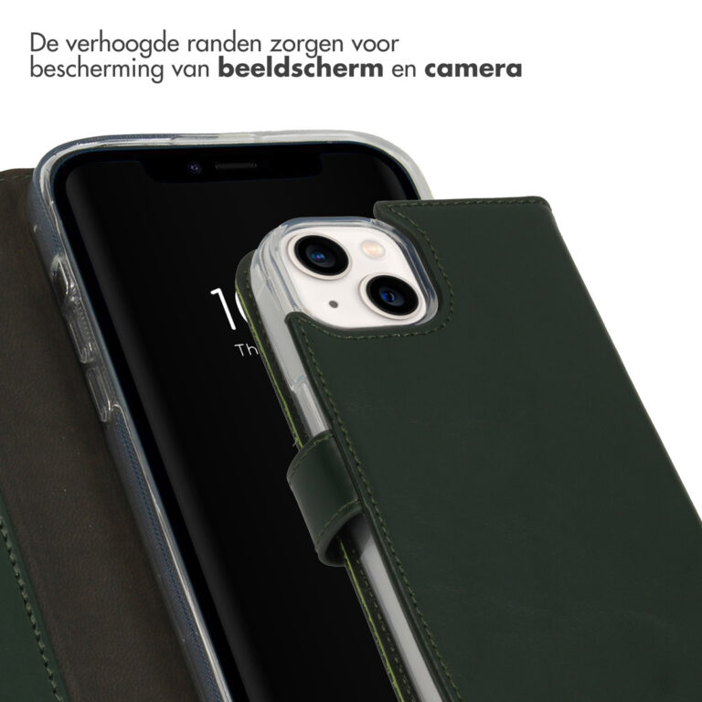 Selencia Echt Lederen Bookcase Apple iPhone 14 - Groen - Afbeelding 2