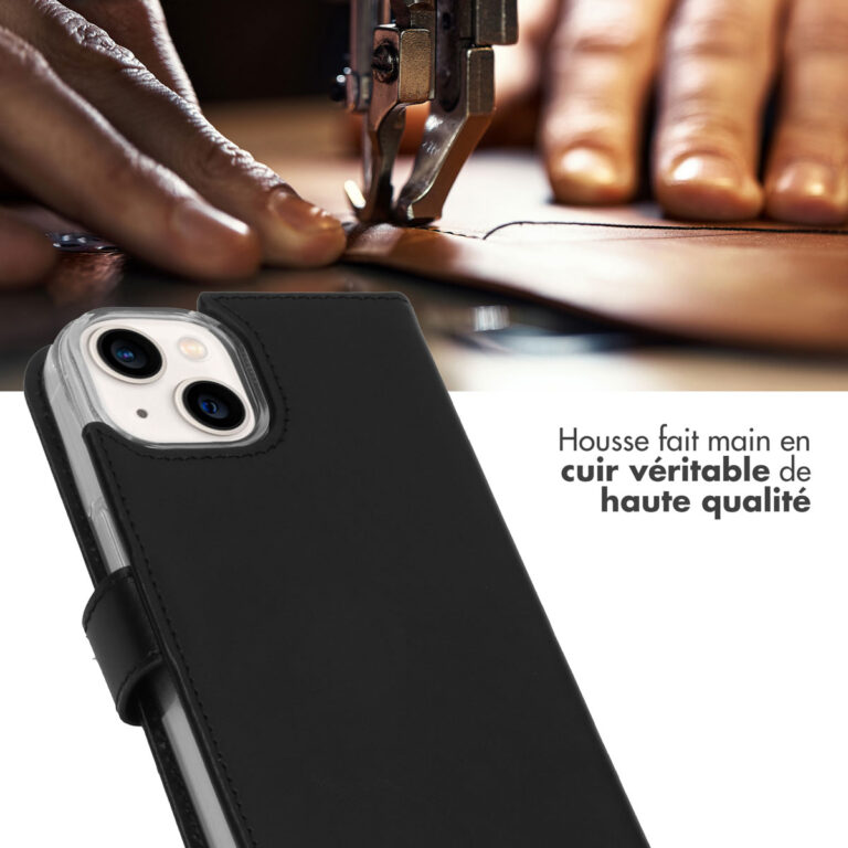 Selencia Echt Lederen Bookcase Apple iPhone 14 - Zwart - Afbeelding 7