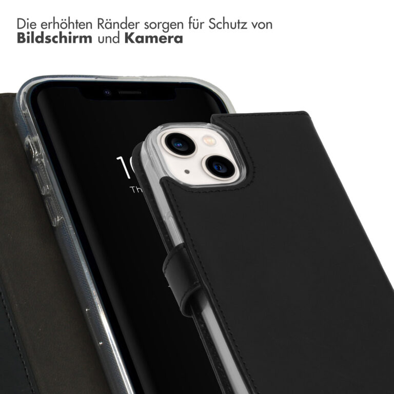 Selencia Echt Lederen Bookcase Apple iPhone 14 - Zwart - Afbeelding 8