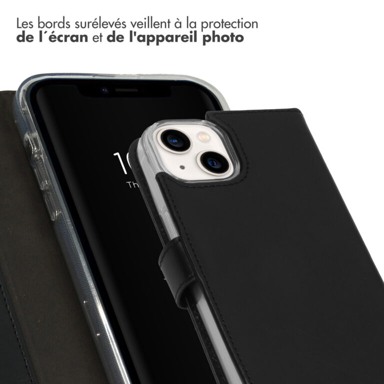 Selencia Echt Lederen Bookcase Apple iPhone 14 - Zwart - Afbeelding 5