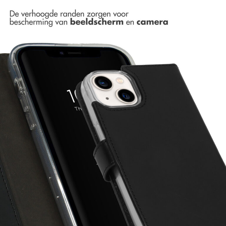 Selencia Echt Lederen Bookcase Apple iPhone 14 - Zwart - Afbeelding 2
