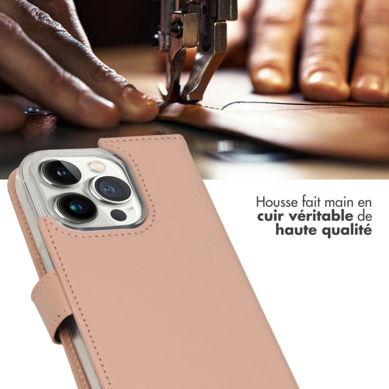 Selencia Echt Lederen Bookcase Apple iPhone 14 Pro - Dusty Pink - Afbeelding 7