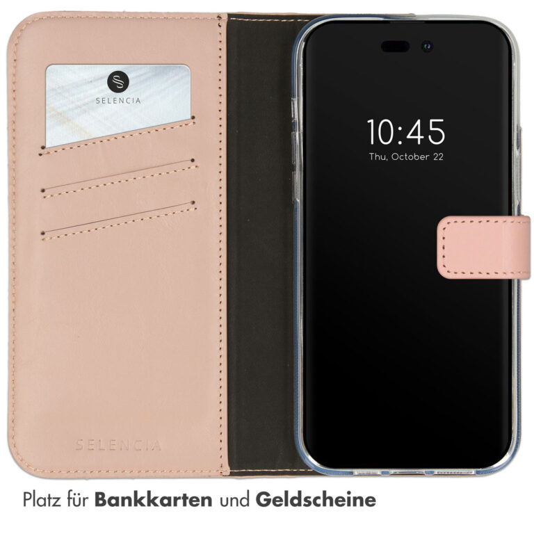 Selencia Echt Lederen Bookcase Apple iPhone 14 Pro - Dusty Pink - Afbeelding 9