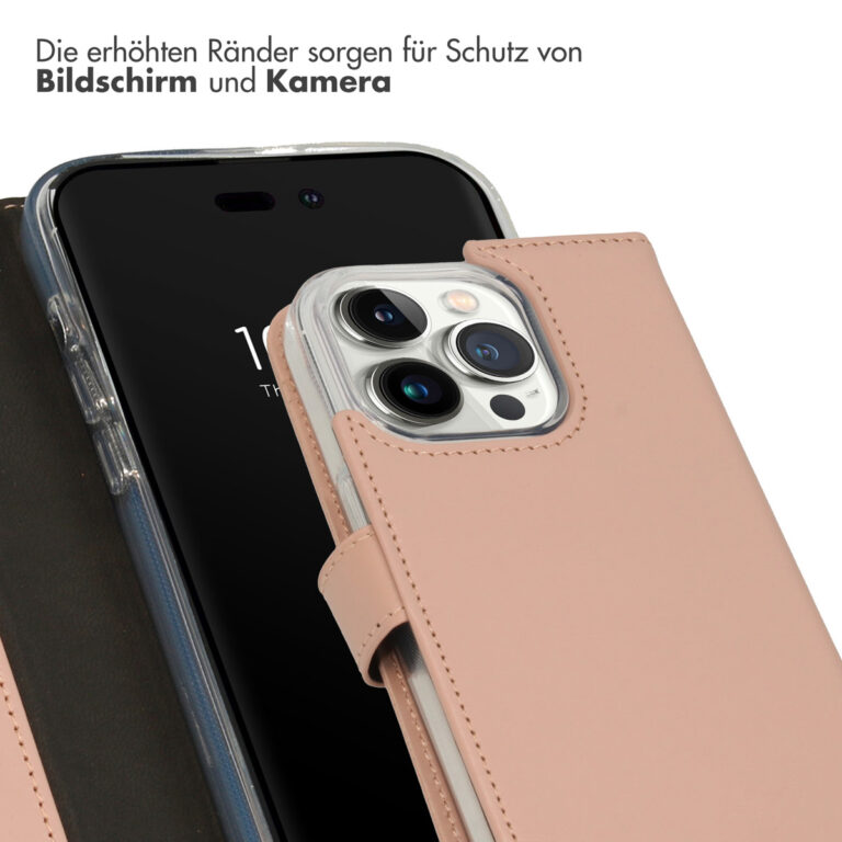 Selencia Echt Leren Bookcase iPhone 14 Pro - Dusty Pink - Afbeelding 8