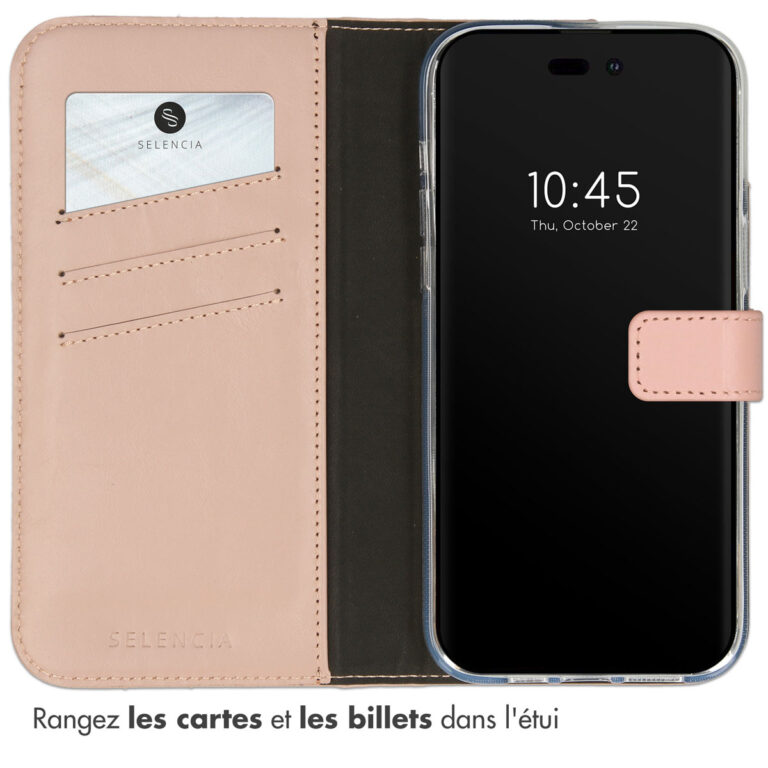 Selencia Echt Lederen Bookcase Apple iPhone 14 Pro - Dusty Pink - Afbeelding 6