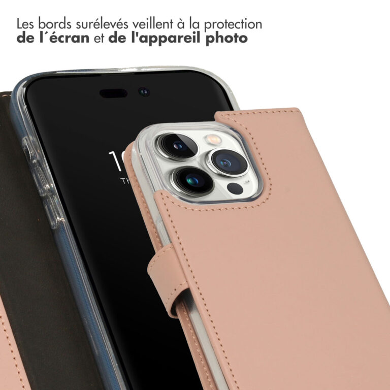 Selencia Echt Lederen Bookcase Apple iPhone 14 Pro - Dusty Pink - Afbeelding 5