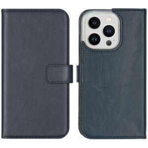 Selencia Echt Lederen Bookcase Apple iPhone 14 Pro - Blauw