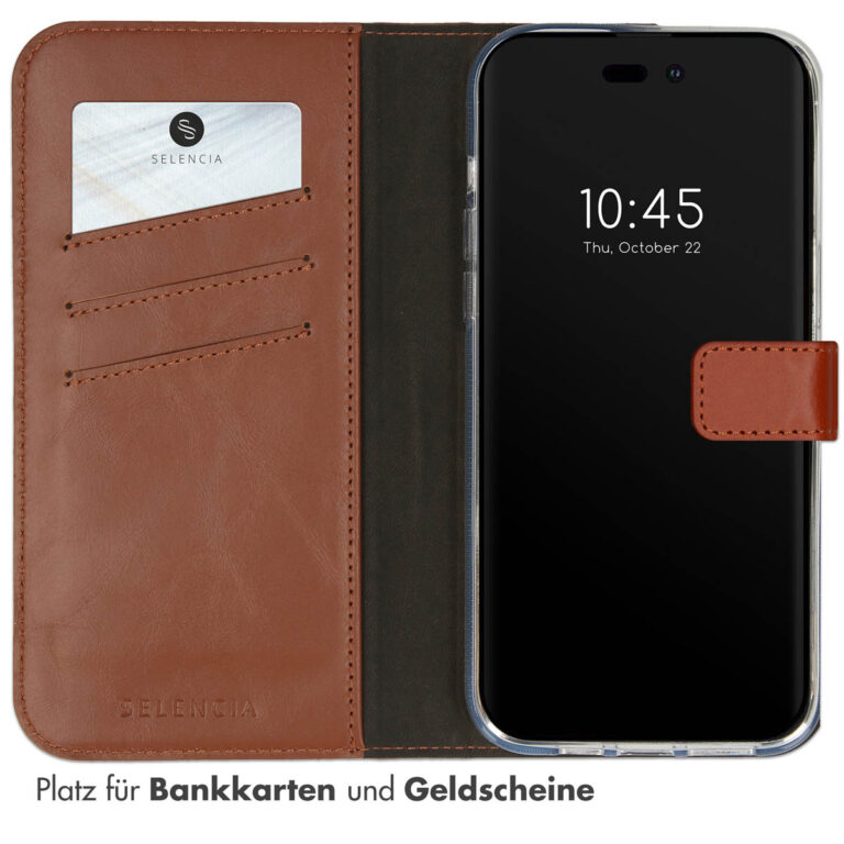 Selencia Echt Lederen Bookcase Apple iPhone 14 Pro - Lichtbruin - Afbeelding 9