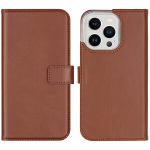 Selencia Echt Lederen Bookcase Apple iPhone 14 Pro - Lichtbruin