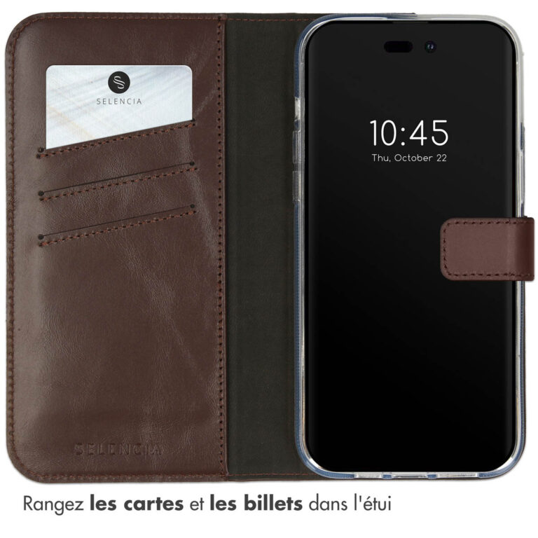 Selencia Echt Lederen Bookcase Apple iPhone 14 Pro - Bruin - Afbeelding 6