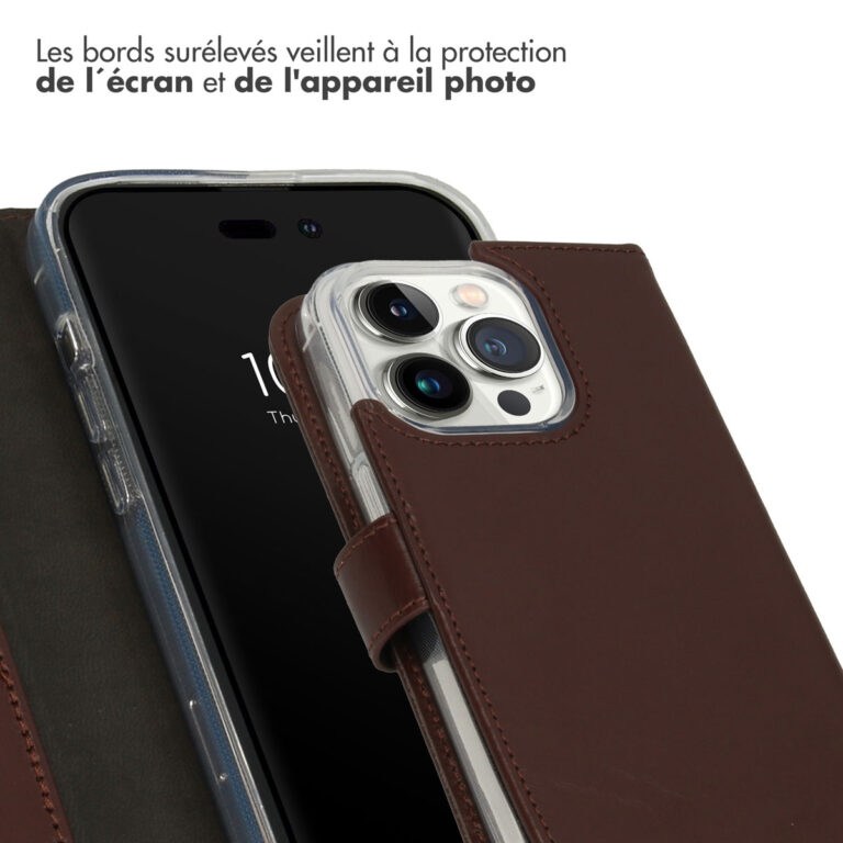 Selencia Echt Lederen Bookcase Apple iPhone 14 Pro - Bruin - Afbeelding 5