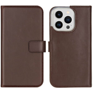 Selencia Echt Lederen Bookcase Apple iPhone 14 Pro - Bruin