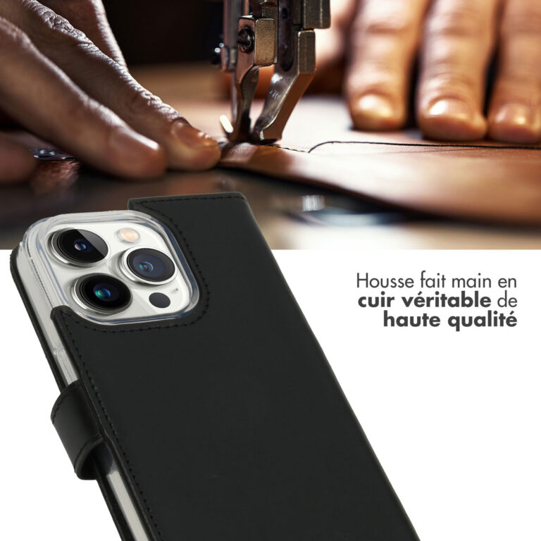 Selencia Echt Lederen Bookcase Apple iPhone 14 Pro - Zwart - Afbeelding 7