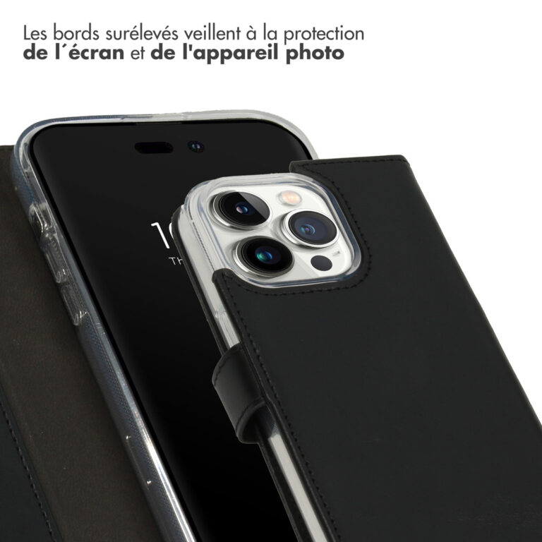 Selencia Echt Lederen Bookcase Apple iPhone 14 Pro - Zwart - Afbeelding 5