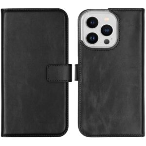 Selencia Echt Lederen Bookcase Apple iPhone 14 Pro - Zwart