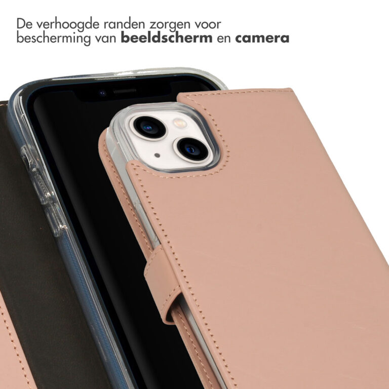 Selencia Echt Lederen Bookcase Apple iPhone 14 Plus - Dusty Pink - Afbeelding 2