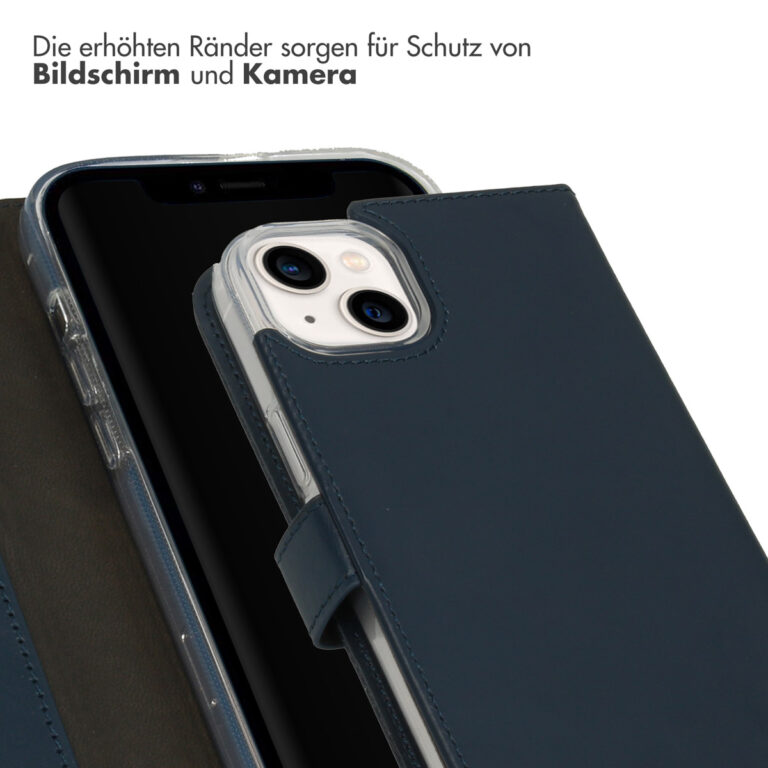 Selencia Echt Lederen Bookcase Apple iPhone 14 Plus - Blauw - Afbeelding 8
