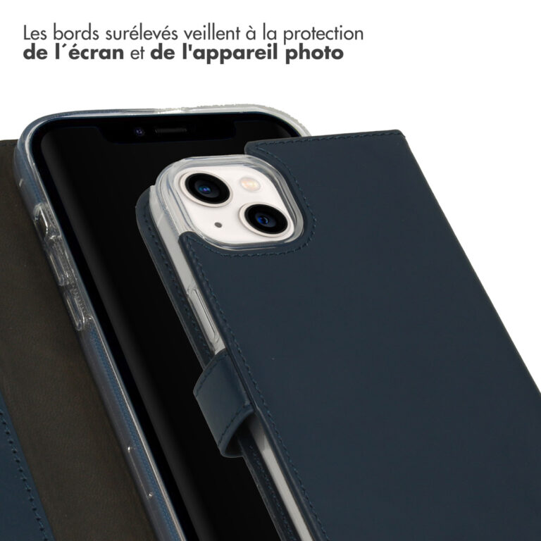 Selencia Echt Lederen Bookcase Apple iPhone 14 Plus - Blauw - Afbeelding 5