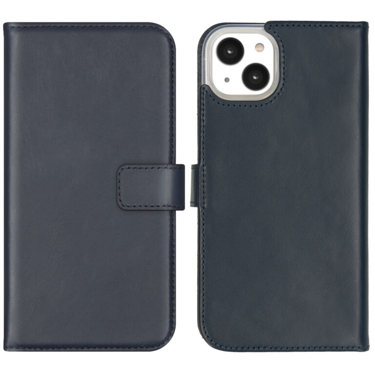 Selencia Echt Leren Bookcase iPhone 14 Plus - Blauw