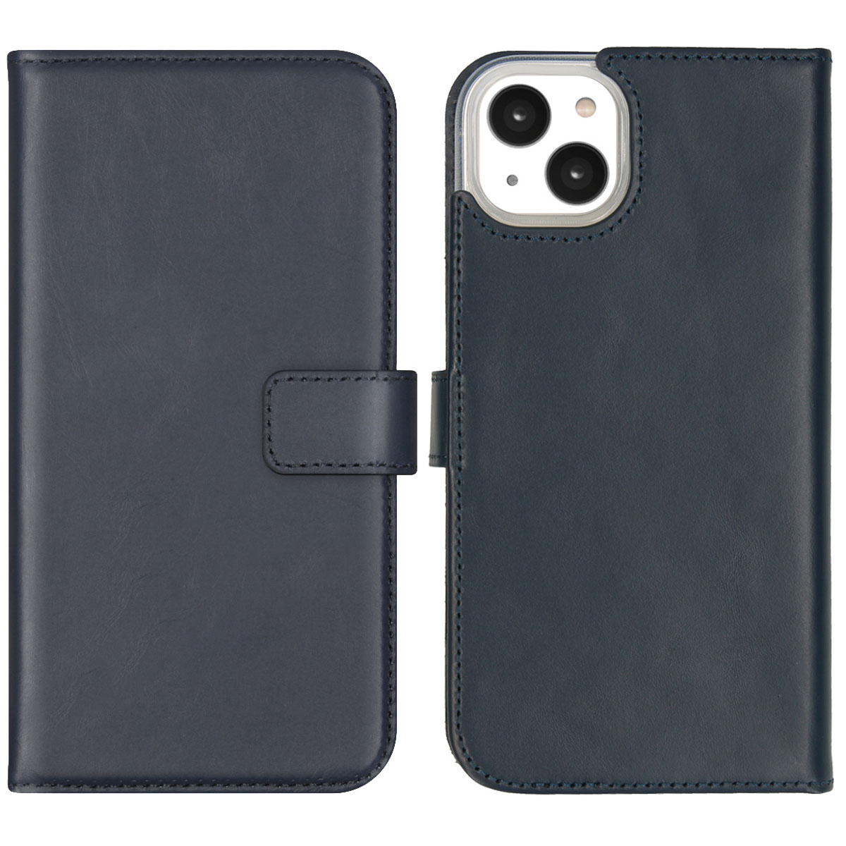 Selencia Echt Leren Bookcase iPhone 14 Plus – Blauw