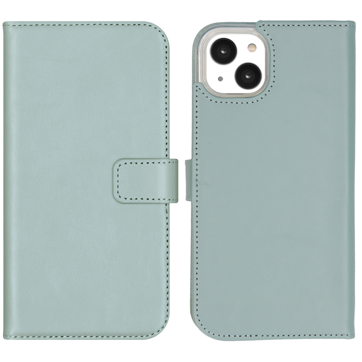 Selencia Echt Leren Bookcase iPhone 14 Plus – Air Blue