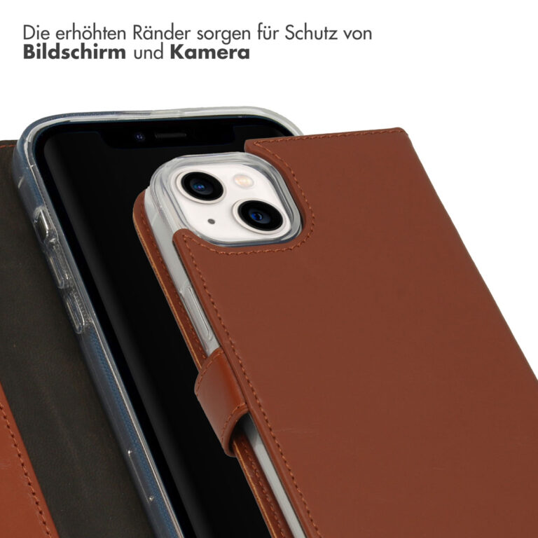 Selencia Echt Leren Bookcase iPhone 14 Plus - Lichtbruin - Afbeelding 8
