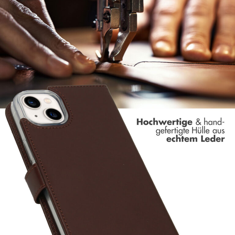 Selencia Echt Lederen Bookcase Apple iPhone 14 Plus - Bruin - Afbeelding 10