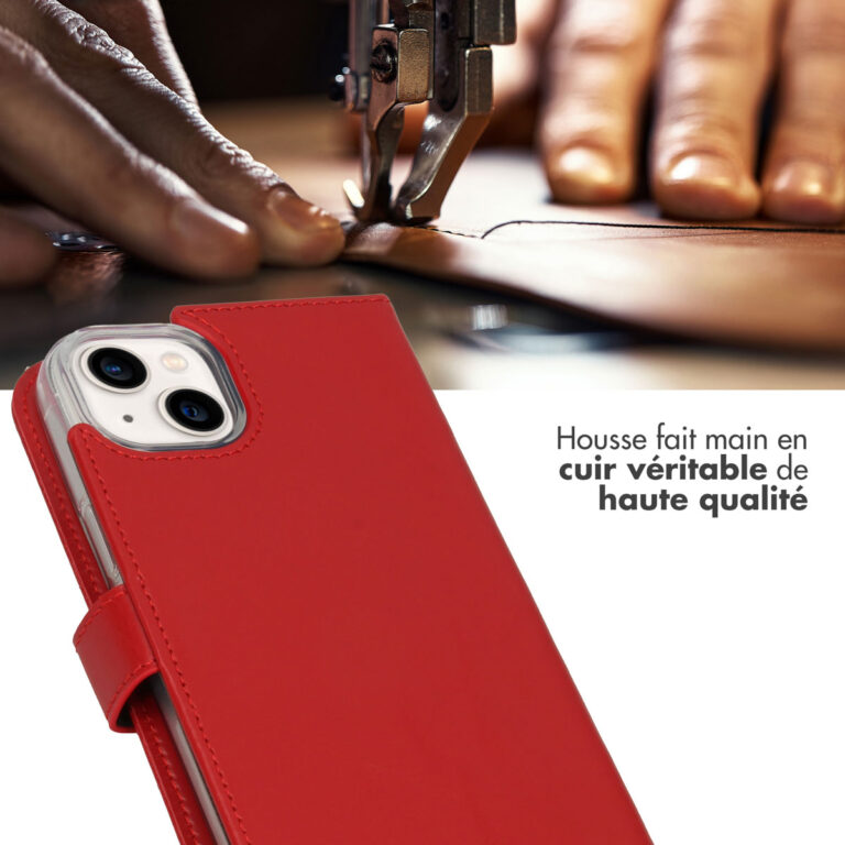 Selencia Echt Leren Bookcase iPhone 14 Plus - Rood - Afbeelding 7